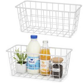 Lelecat 030391694021 2 Set Hanging Wall Basket Organizer Over The Cabinet Pack White