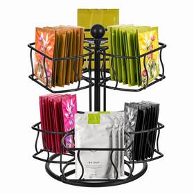 662425 Lemecima Tea Bag Organizer 360 Degree Spining Carousel With 6 Compartments Sugar