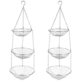 Am556982 Lemecima 1 3-tier Kitchen Wire Storage Basket Hanging Fruit 2 Pack Silver