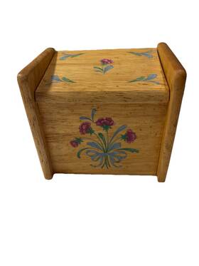 1-021-3320-0 Lenox Poppies On Blue Natural Wooden Recipe Holder Box Cottage Core