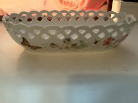894107 Lenox Butterfly Meadow Lattice Work Bread Basket Very Rare 894107 Lenox Butterfly Meadow Lattice Work Bread Basket Very Rare