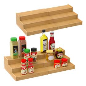 Lenwi 792933516955 Spice Rack Organizer For Cabinet 2pack 3 Tier Expandable Bamboo Lenwi 792933516955 Spice Rack Organizer For Cabinet 2pack 3 Tier Expandable Bamboo