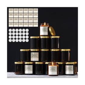 Lt-81010-1 Letine 24 Pack 8 Oz Amber Glass Jars With Gold Lids - Candle Mak Inch .. Fast Ship