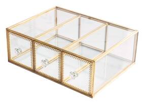 Levilan 716670471988 Antique Beauty Display Jewelry Case Holder Clear Glass 3 Drawers Palette Orga