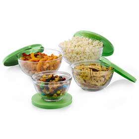 102841 Libbey Bakers Basics 4 Piece Glass Mixing Bowl Set With Plastic Lids - Elega