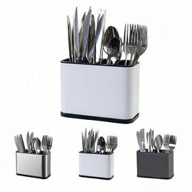 H2840 Libodour Utensil Holder Stainless Steel Caddy Counter Spoon 4 Compartm