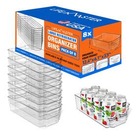 Lmfrd88g.5 Lifemaster 8-piece Stackable Refrigerator Bin Organizer Set With Easy Grip Handles - Cle