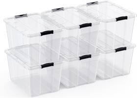 Lifetime Appliance Parts 313099948925 6 Pack 34 Quart Plastic Storage Bin Tote Organizing Conta