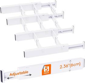 23193 Lifewit 5 Pack Drawer Dividers Inch High 13.5-22 Adjustable Clothes Organizer