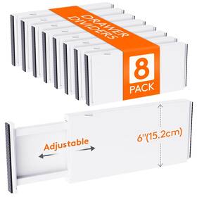 23194 Lifewit 8 Pack Drawer Dividers Plastic 6 Inch High 13.5-22 Adjustable Or 23194 Lifewit 8 Pack Drawer Dividers Plastic 6 Inch High 13.5-22 Adjustable Or