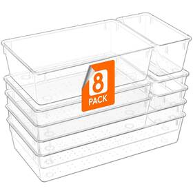 24188 Lifewit 8 Pcs Large Bathroom Drawer Organizers 3 Sizes Clear Plastic Storage 24188 Lifewit 8 Pcs Large Bathroom Drawer Organizers 3 Sizes Clear Plastic Storage
