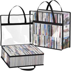 24533 Lifewit Cd Storage Bags Clear Pvc Plastic Organizer Box With Carrying Han