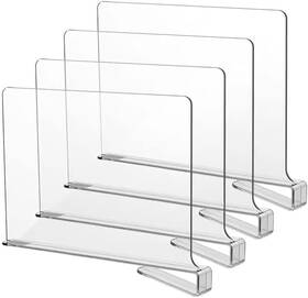 Likeu 727156927745 Acrylic Shelf Dividers For Closets 4 Pcs Wood Clear Shel