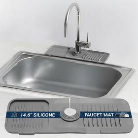 Sfm01 Lindas Essentials 14.6 Inch Silicone Faucet Mat For Kitchen Sink X 5.7 Gray