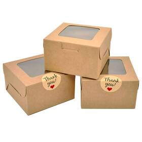 Linshry 825687848819 50 Pack Brown Bakery Boxes 4x4x2.5 Inches Small Pastry Treat W