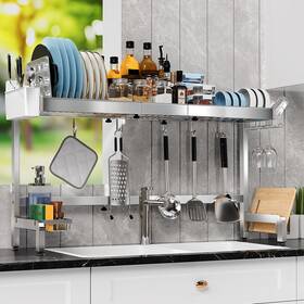 Liononly 635405286898 2 Tier Extra Large Over The Sink Dish Drying Rack Expandable Stainless Steel Liononly 635405286898 2 Tier Extra Large Over The Sink Dish Drying Rack Expandable Stainless Steel