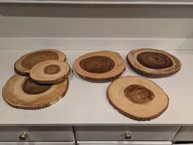 53881876 Lipper International 3 Trays Acacia Bark 1-3-tier Swivel Server Platter Cake