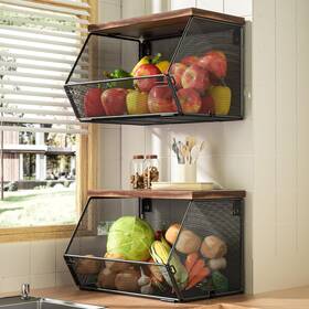 Wssgl02 Litwaro Stackable Fruit Basket For 11.8 Inch 7.1 8.6 -2pack Black