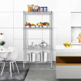 Liveditor 698451950373 Adjustable Wire Shelving Unit Chrome Silver