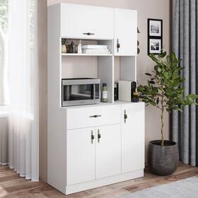 Living Skog 850008308505 Pantry Kitchen Microwave Storage Cabinet White 66ftft H X 35ftft W 15ft