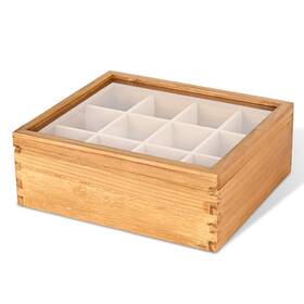 Tbo001 Ll.topwp Wood Tea Box Organizer 12 Compartment Multi-functional Storage With Clear