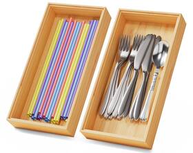 G-a126 Lochantie Bamboo Kitchen Drawer Organizer Boxes 12 Inch X 6 Stackable Wood Silverware G-a126 Lochantie Bamboo Kitchen Drawer Organizer Boxes 12 Inch X 6 Stackable Wood Silverware