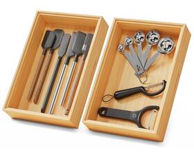 G-a96 Lochantie Bamboo Kitchen Drawer Organizer Boxes 9 Inch X 6 Stackable Wood Silverware G-a96 Lochantie Bamboo Kitchen Drawer Organizer Boxes 9 Inch X 6 Stackable Wood Silverware
