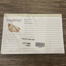 74896 Longaberger New Sealed 4x6 Recipe Cards And Dividers Gingham Basket #74896