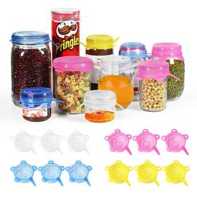 40110041 Longzon Silicone Stretch Lids/pet Food Can Covers/12 Pack Reusable Durable Storage C