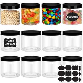 Lhplasticjars10x10cm-c54 Losyhu Round Plastic Pet Storage Jars Clear With Lids 20 Oz P Lhplasticjars10x10cm-c54 Losyhu Round Plastic Pet Storage Jars Clear With Lids 20 Oz P