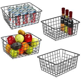 Lhwirebaskets-20220829007 Losyhu Wire Baskets For Organizing 4 Pack 11.1 Inch X8.7 - Medium Black