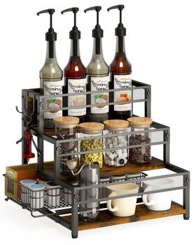 Lt24-007 Loteyike 3 Tier Coffee Syrup Rack Organizer 12 Water Bottles Holder Stand Liquor Cabi