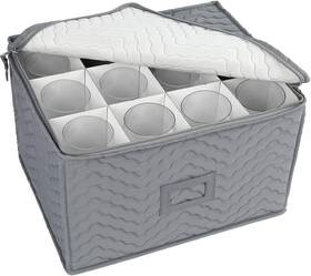 Lotfancy 313115080080 Stemware Storage Container - Deluxe Quilted Case With Dividers