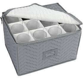 Lotfancy 958104854453 Stemware Storage Container - Deluxe Quilted Case With Dividers For 12