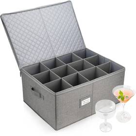 Lotfancy 958104886096 Stemware Storage Container For Moving Hard Shell Wide Wine Glass Bo