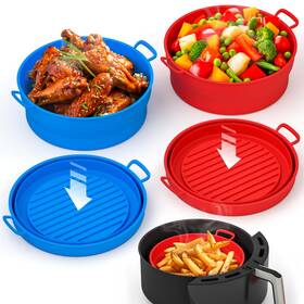 Lotteli Kitchen 860010009895 Collapsible Silicone Air Fryer Basket Liners Pot - Airfryer Reusable B