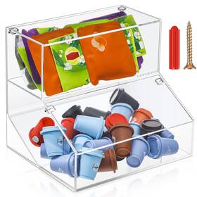 Ls-loyim-0530 Loyim Acrylic Tea Bag Organizer Coffee Pod Holder K Cup With Lid 2 Compartme