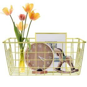 Lz520 Luant Sturdy Small Wire Storage Basket For Kitchen Food Pantry Papers Home Office
