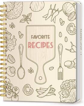 Lubudingjoy 742420351231 Blank Recipe Notebook Spiral Hardcover Organizes 140 Recipes Wood Color