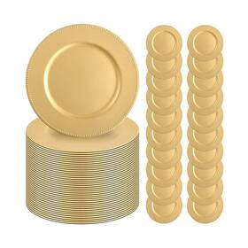 Cp02x Lumaycens 50 Pcs Gold Charger Plates 13 Inch Round Bulk Beaded Chargers For