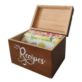 Lumicook 850039029080 Recipe Box With Cards And Dividers Card Faux Leather Handle 12