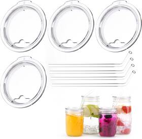 Mla2411 Luvcosy 3-inch Wide Mouth Mason Jar Lids With Glass Straw Compatible Transparent