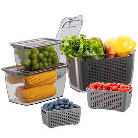 Gr-sn-0403-gy Luxear Fresh Fruit Vegetable Storage Containers 3 Pack Produce Saver Container For