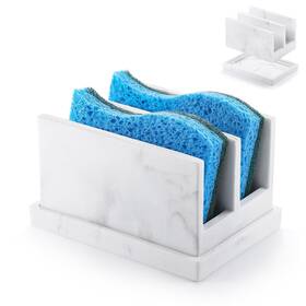 Luxspire 723314208633 Kitchen Sponge Holder Dish With Drain Tray Marb