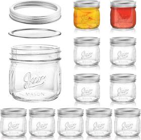 Ly-masonjar-lids-12oz12p Lyellfe 12 Pack Wide Mouth Mason Jars Oz Glass Canning With Clear