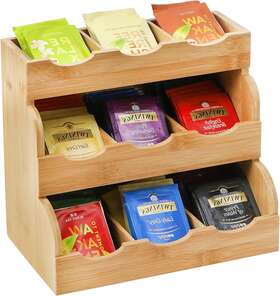 Ly-teabagorganizer-bamboo-3t Lyellfe Tea Bag Organizer Vertical Bamboo Holder Tray Caddy To Hold 180