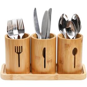 Ly-utensilcaddy-bamb-3slot Lyellfe Silverware Holder Bamboo Utensil Organizer With Tray Rustic Farmhou