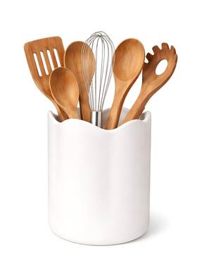 W00015 Lyrimeai Ceramic Utensil Holder For Kitchen Counter 7.1 Inch Large W00015 Lyrimeai Ceramic Utensil Holder For Kitchen Counter 7.1 Inch Large