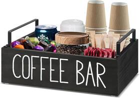Lzhevsk 769059528438 Wooden Coffee Bar Accessories Organizer For Countertop Farmhouse Kcup Black