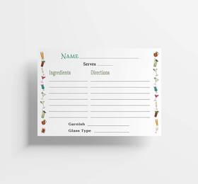 M Market On Mainstreet 689585956911 Cocktail Recipe Cards 4x6 Inches 50 Fill-in-the-blank For Box Wa